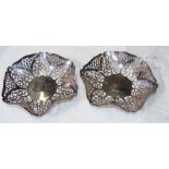 A pair of silver pierced bonbon dishes - London 19