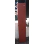 A red metal gun cabinet - width 25cm, height 138cm