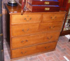 An antique chest of two short and three long drawe