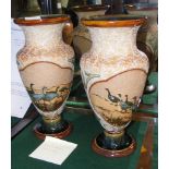 A pair of Doulton Lambeth stoneware vases by Florence Barlow,