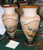 A pair of Doulton Lambeth stoneware vases by Florence Barlow,