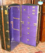 An antique travelling trunk