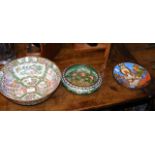 An Oriental Famille Vert bowl, Cloisonne plate etc