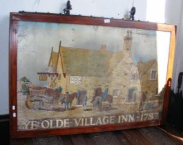 An old Village Inn hanging pub sign