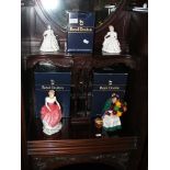 Four Royal Doulton figurines (three boxed)