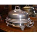 A large silver plated two handled meat plate toget