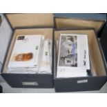 Two boxes containing First Day Covers and stamp bo