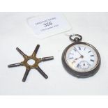 A ladies silver cased pocket watch with separate s