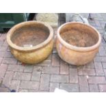 Two large terracotta plant pots