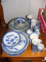 A quantity of blue and white ware