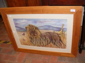 LEONIE SEELY - watercolour of African plain, featu