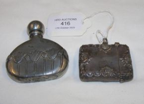 A silver vesta case together with scent bottle