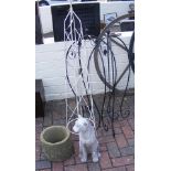 Assorted plant climbers, a concrete garden planter