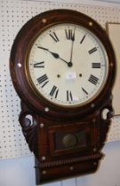 A 19th century drop dial wall clock in rosewood su