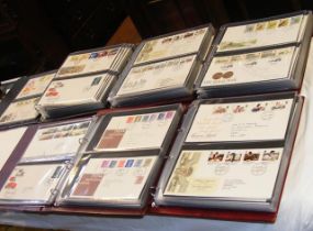 Five Royal Mail stamp albums bearing approx. 350 G