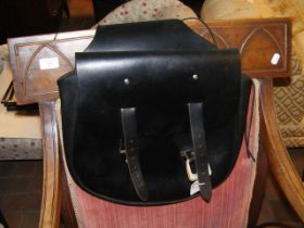 A vintage western black leather saddleback