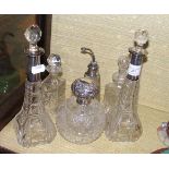 Silver topped scent bottles etc.
