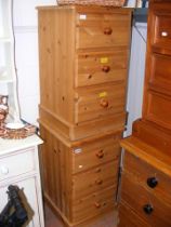 Two pine bedside cabinets - width 47cm