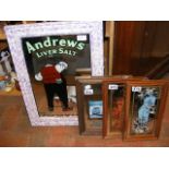 An Andrews Liver Salt advertising mirror, together