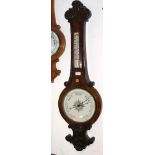 A Victorian walnut barometer/thermometer - 110cms