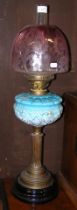 A Victorian oil lamp