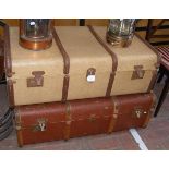 A vintage travelling trunk and one other