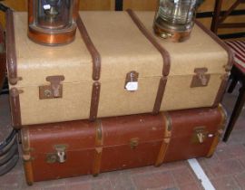 A vintage travelling trunk and one other