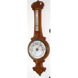 A late Victorian oak barometer/thermometer - 85cms