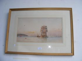 GEORGE GREGORY - watercolour of two masted ship of