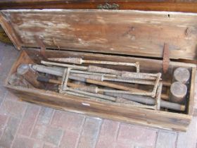 A vintage croquet set in wooden case