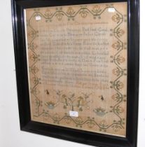 A French 18th century sampler dated, 1788, framed