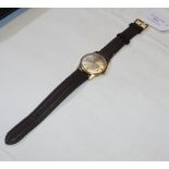 A gents vintage 9ct gold Cyma wrist watch