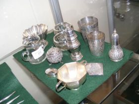 A silver bowl, card case etc.