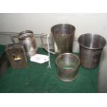 Three Russian silver items (two tankards and a bea