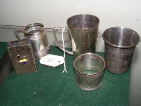 Three Russian silver items (two tankards and a bea