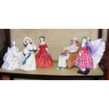 Six Royal Doulton figures including 'Priscilla' HN