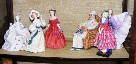 Six Royal Doulton figures including 'Priscilla' HN