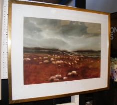 DEL VECCHIO - watercolour of rural heathlands scen