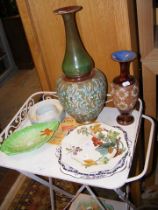 A Doulton Lambeth vase, Carlton Ware dish, other c