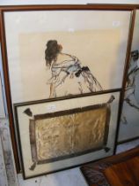 A pair of ballerina prints, together with a framed
