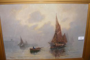 CHARLES HANNAFORD - watercolour of fishing vessels