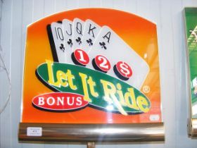 An Americana ex-Las Vegas casino double-sided LED lighted table sign for Let It Ride Poker, with UK