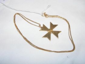 An 18ct yellow gold Maltese cross with 18ct chain