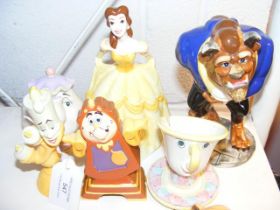 Six Walt Disney Beauty and the Beast figurines