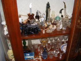 A selection of scent bottles and glassware - on tw