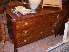 A 19th century mahogany three drawer chest - 130cm