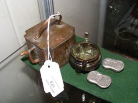 An Oriental teapot, miniature bronze censer etc.