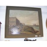 Framed early 19th century oil on canvas of Brighton promenade