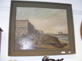 Framed early 19th century oil on canvas of Brighton promenade