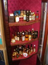 A quantity of whisky miniatures - on three shelves